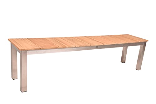 Bank Dallas Edelstahl Teak FSC Gartenbank Garten Terrasse Sitzbank Parkbank Holz