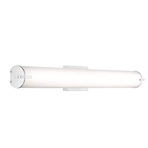 Image of Westinghouse Lighting 6112200 Ashwin Transitional One-Light, 30 Watt Dimmable LED Indoor Wall Fixture with Color Temperature Selection, Brushed Nickel Finish, White Frosted Shade - 36 inch