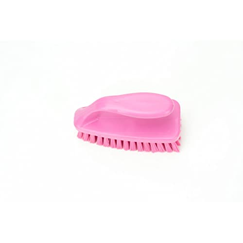 Image of SPARTA Scrub Brush with Iron Shaped Handle and Stiff Bristles, Heavy Duty Scrubber Brush for Kitchen, Bathroom, Shower, Tile, Sink, Carpet and Bakepans, Polypropylene, 6 Inches, Pink