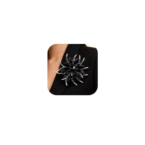 Image of Sparkling Crystal Flower Brooch Pins for Women Dainty Rhinestone Flower Shape Brooch Pin Suit Scarf Hats Decoration Wedding Jewelry