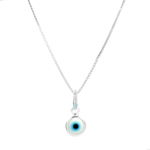 COLAR UNISSEX COM PINGENTE OLHO GREGO - PRATA 925 - JROMERO ARTIGOS® (45cm)