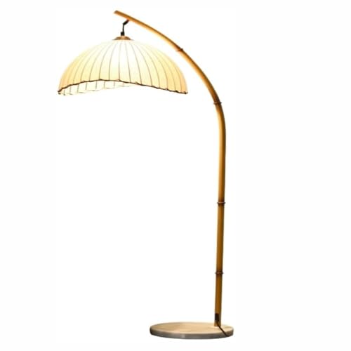 WxuuLTGJR Lámpara de pie Retro, lámpara de pie de Pesca Zen, Pantalla de Tela, lámparas de pie para Sala de Estar, lámpara de pie Alta rústica de Moda