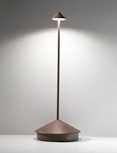 Zafferano, Pina Pro Lampe, Wiederaufladbare und Kabellose Tischlampe mit Touch Control, Geeignet für den Innen- und Außenbereich, Dimmer, 2700 K, Höhe 29 cm, Farbe Corten