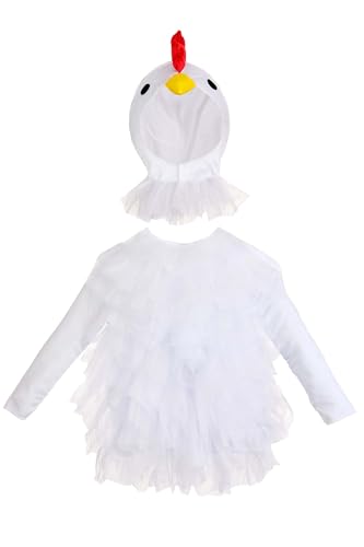 Disfraz infantil de pollito blanco con vestido y capucha miniatura 5