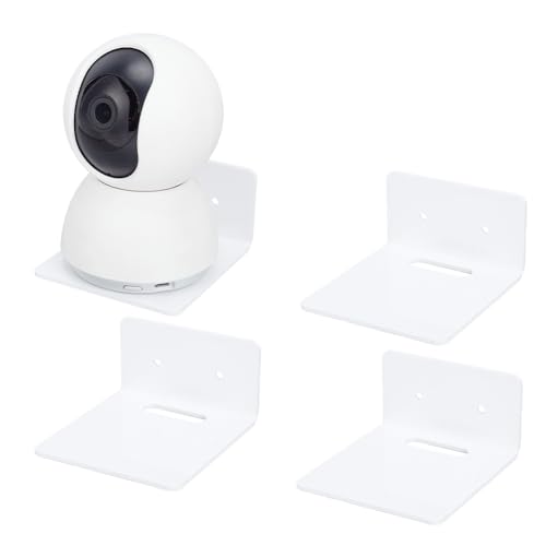 PandaHall - 4 estantes flotantes de pared, estantes acrílicos, pequeños estantes blancos, estantes colgantes adhesivos para cámaras web, cámaras y monitores con 2 tipos de instalación