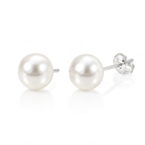 Freshwater Pearl Stud Earrings for Women 925 Sterling Silver 7mm Gift - image 1