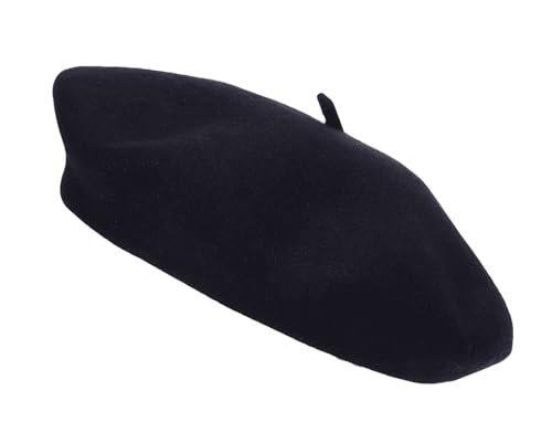 Trendy Lane Wool French Beret Plain Colour Soft Warm Classic Artist Hat for Men & Women (1P Black)