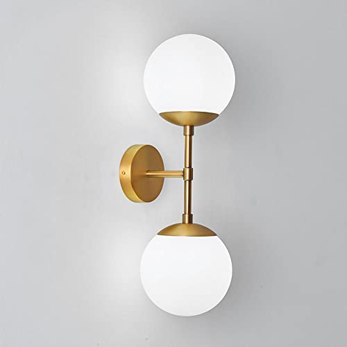 Aplique de pared moderno , 2 luces - Magic Beans Globe Lámpara de pared con pantalla de bola de cristal Aplique de pared Lámpara de pared decorativa medieval Iluminación de pared de metal dorado indus
