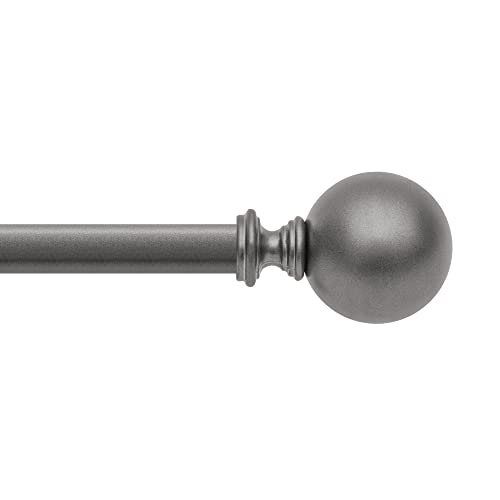 Image of Deco Window 52 to 144 Inch Adjustable Curtain Rod for Door & Windows with Brackets Set Curtains Hanging Extendable Iron Metal Pipe Holder with Finials (1 inch Diameter,Charcoal Grey)
