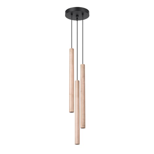 Lámpara colgante de madera 3 bombillas comedor techo moderna rectangular G9 PASTELO 2