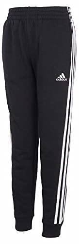 adidas Youth 3 Stripe Fleece Jogger (Black/White, Small 8)