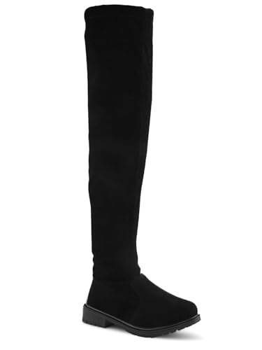 Image of XE Looks Women's Over-the-Knee Long Boots | Stylish Suede Finish with Tie-Up Detail | Comfortable Block Sole Winter Footwear for Girls and Women