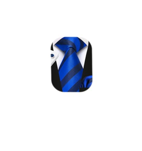Image of Enlision Mens Ties Stripe Tie and Pocket Square Set Classic Formal Woven Neckties Handkerchief Cufflinks Wedding