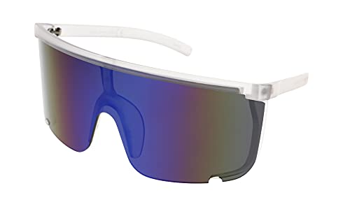 Flawless Unisex Oversized Super Shield Mirrored Lens Sunglasses Retro Flat Top Matte Black Frame2