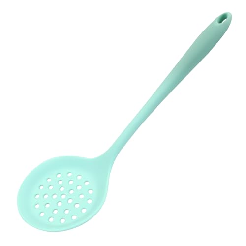 Hordion 1 Pcs Silicone Slotted Spoon, Green Strainer Spoon Non