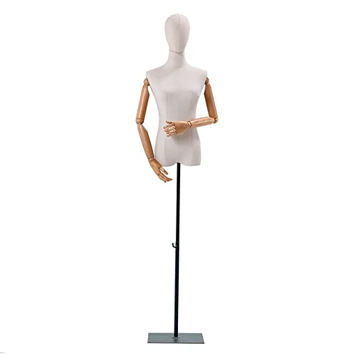 pujindu Mannequin Couture Femme, Tête Amovible Modèle De Vitrine, Mannequins Buste avec Bras en Bois pour Shop de Vêtements Studio Photo, Reglable Hauteur 140-190cm (Couleur : Black, Taille : M) Cover