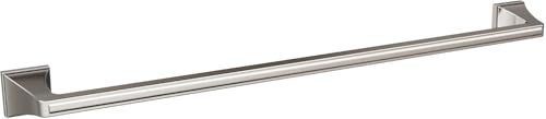 Image of Amerock Mulholland 24 inch Brushed Nickel Towel Bar | Decorative bathroom hardware in durable Zinc /Stainless Steel construction; mounting hardware included for easy installation