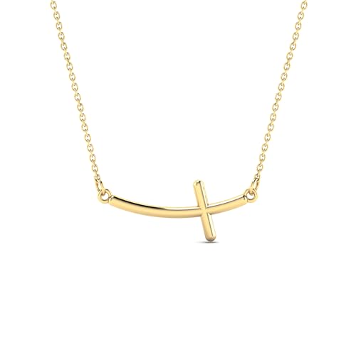 Gelin Tiny Cross Necklace 14K or 10K Solid Gold |Cross Pendant Necklace | 18 inch Gold Chain