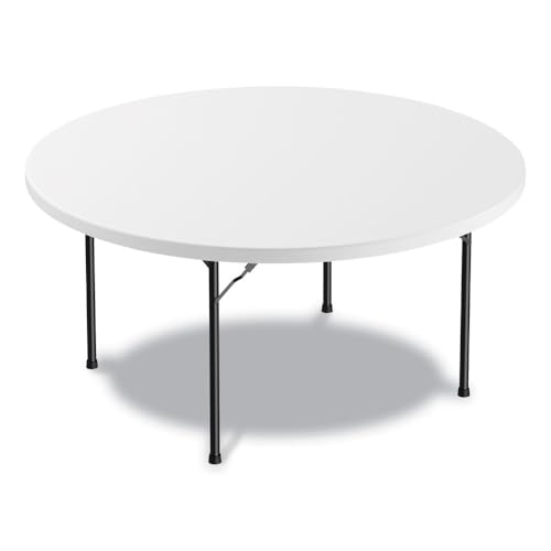 Alera Round Plastic Folding Table, 60' Diameter x 29.25h, White