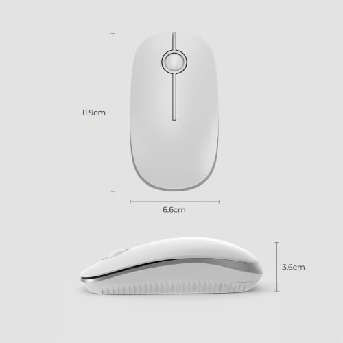 seenda Maus Kabellos, 2,4G Funkmaus mit 1600 DPI, Leise, Weiß & Silber – Ansicht 6