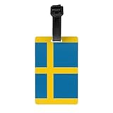 Étiquette de bagage imprimée drapeau suédois avec couverture d'intimité à...