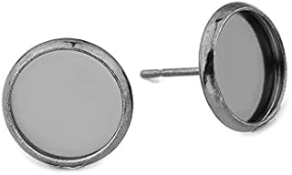 AGOUNOD 30 Uds Pendientes de Acero Inoxidable espárragos Oro Rosa 6 8 10 12 14 16 18 20mm cabujones DIY en Blanco Base biseles Accesorios de fabricación de Joyas (Color : Black, Size : 10mm)