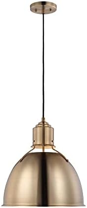 Sea Gull Lighting Huey-1 Light Medium Pendant-15 Inch Wide by 15.75 Inch high-Satin Brass Finish-Incandescent Lamping Type -Traditional