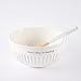 Mud Pie Dolomite, wood Don't Stop Be-Leafing Salad Bowl Set, 32 oz, White, brown