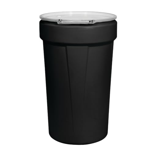 Eagle Plastic Drum, 55 Gallon Drum, DOT Compliant, Made in USA, Black | High-Density-Polyethylene, Open Head Lab Pack Drum, Metal Lever-Lock with Bung Lid, Hazardous Material Storage, Transport