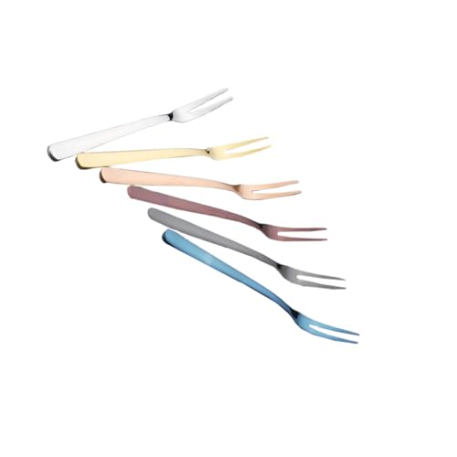 Ciieeo 6pcs Stylish Stainless Steel Fruit Forks Cake and Dessert Picks for Parties Cafes and Home Use and Tableware for Elevated Dining Experience