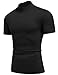 COOFANDY Mock Turtleneck for Men Short Sleeve Casual Stylish High Neck Fall Tops Stretch Sweater Black