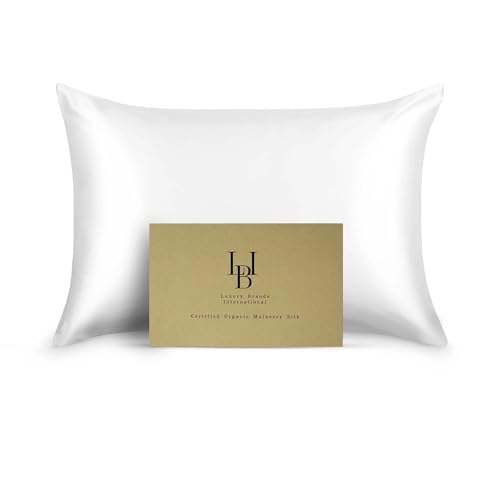 Pure Organic Silk Pillowcase Certified Organic 100% Pure Mulberry Silk Pillowcase 25 Momme Pillowcase (Ivory, Standard (Pack of 1) by Luxury Brands International - Used condition - US$53.30