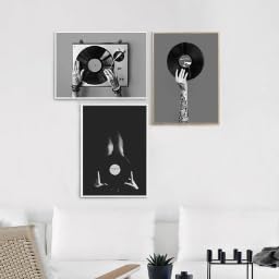 Toile vinyle noir et blanc grand format pour déco de studio de musique