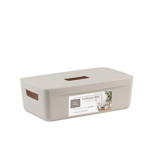 IDEA HOME Scatola di Immagazzinaggio - Contenitori di Plastica per lo Stoccaggio, Scatola di Plastica Organizzatore Cestini - Scatole con Coperchio per il Bagno Scaffale, 5L