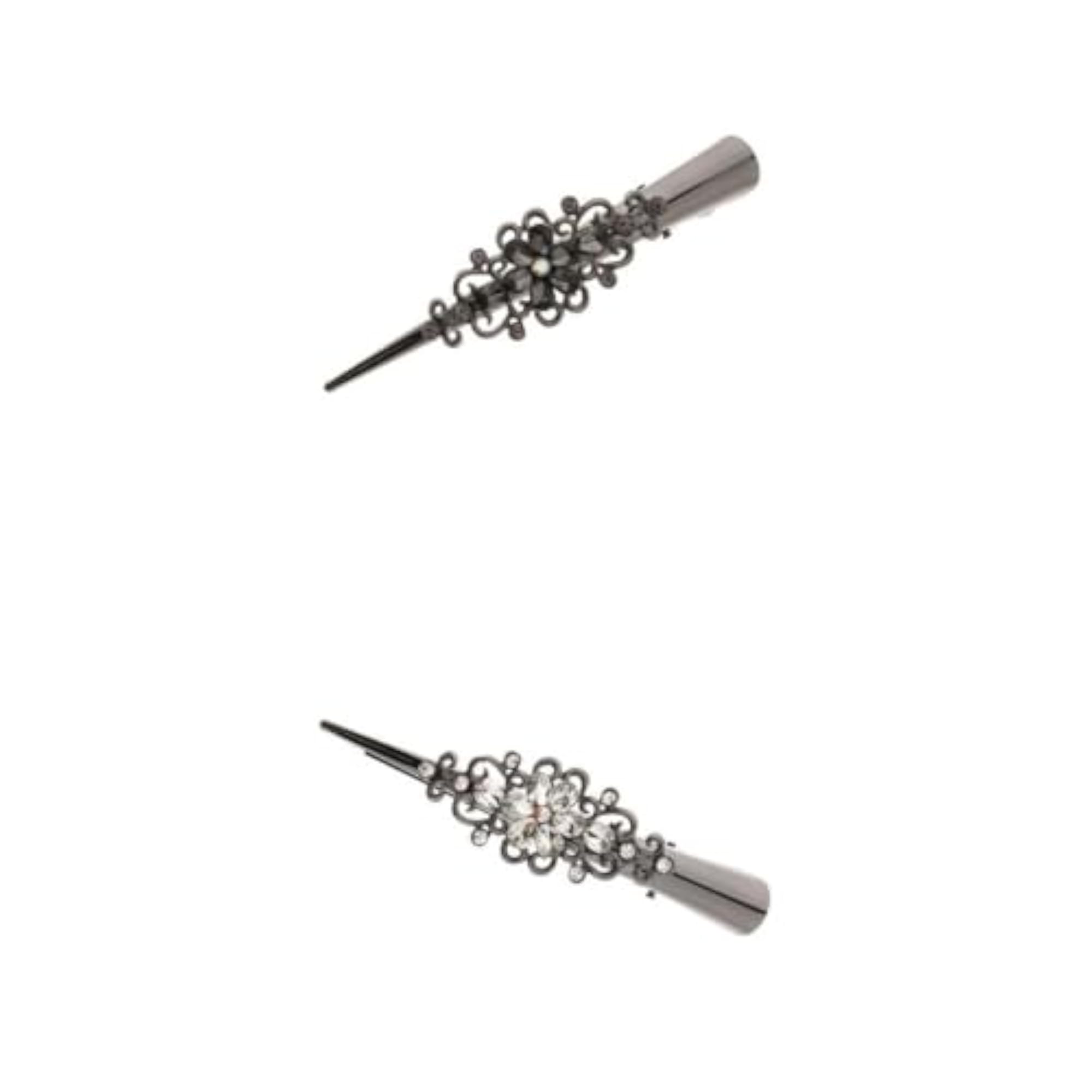 Metal Rhinestone Hair Alligator Clips, 2 Pack