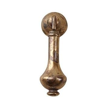 VAN DYKE'S RESTORERS Distressed Antique Brass Drop Pull – 2 1/4 Inch Handcrafted Italian Solid Brass Furniture Handle with Traditional Detailing, Classic Vintage Design and Elegant Aged Finish