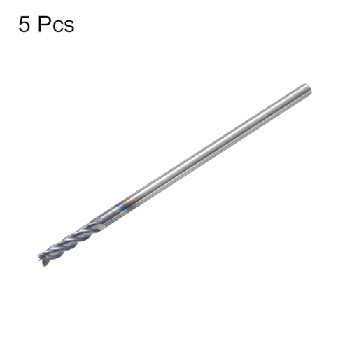 Image of HARFINGTON 5pcs Carbide Square Nose End Mill Bit 1 /16 inch Cut Dia 4 Flutes TiAlN Coated Milling Cutter for Hardened Steel Metal (1 /16 inch Shank 3 /16 inch Cut Length 1-1 /2 inch Long 45 Degree HRC53-55)