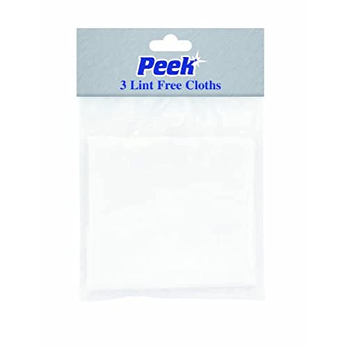 Peek PK3900 Panni senza pelucchi (3), bianchi, 300 mm x 300 mm, durevoli, riutilizzabili, in microfibra antigraffio per una pulizia senza striature, ideali per vetri, specchi, elettronica e superfici