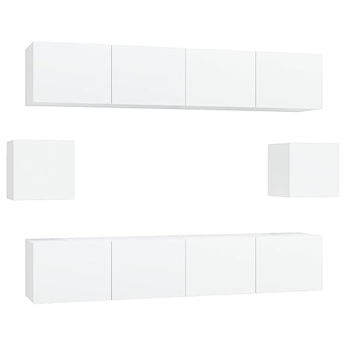 vidaXL TV Schrank Set 6-TLG. Wohnwand Schrankwand Anbauwand Hängeschrank Lowboard TV Möbel Fernsehschrank Wandschrank HiFi-Schrank Weiß Holzwerkstoff vidaXL TV Schrank Set 6-TLG. Wohnwand Schrankwand Anbauwand Hängeschrank Lowboard TV Möbel Fernsehschrank Wandschrank HiFi-Schrank Weiß Holzwerkstoff