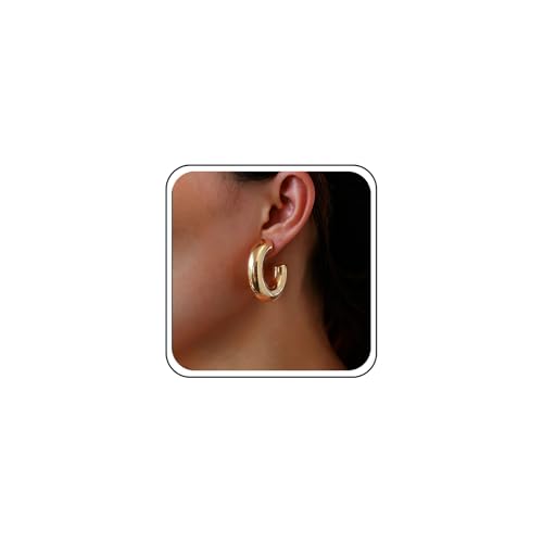 Inateannal Pendientes De Aro Grueso Grueso Para Las Mujeres Pendientes De Oro En Forma De C De Moda Abierto Grueso Pendientes Grueso Medio Aro Pendientes Declaración Geometría Círculo