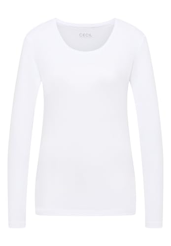 Cecil 3120346 Camiseta básica de Manga Larga, Blanco, L Mujeres