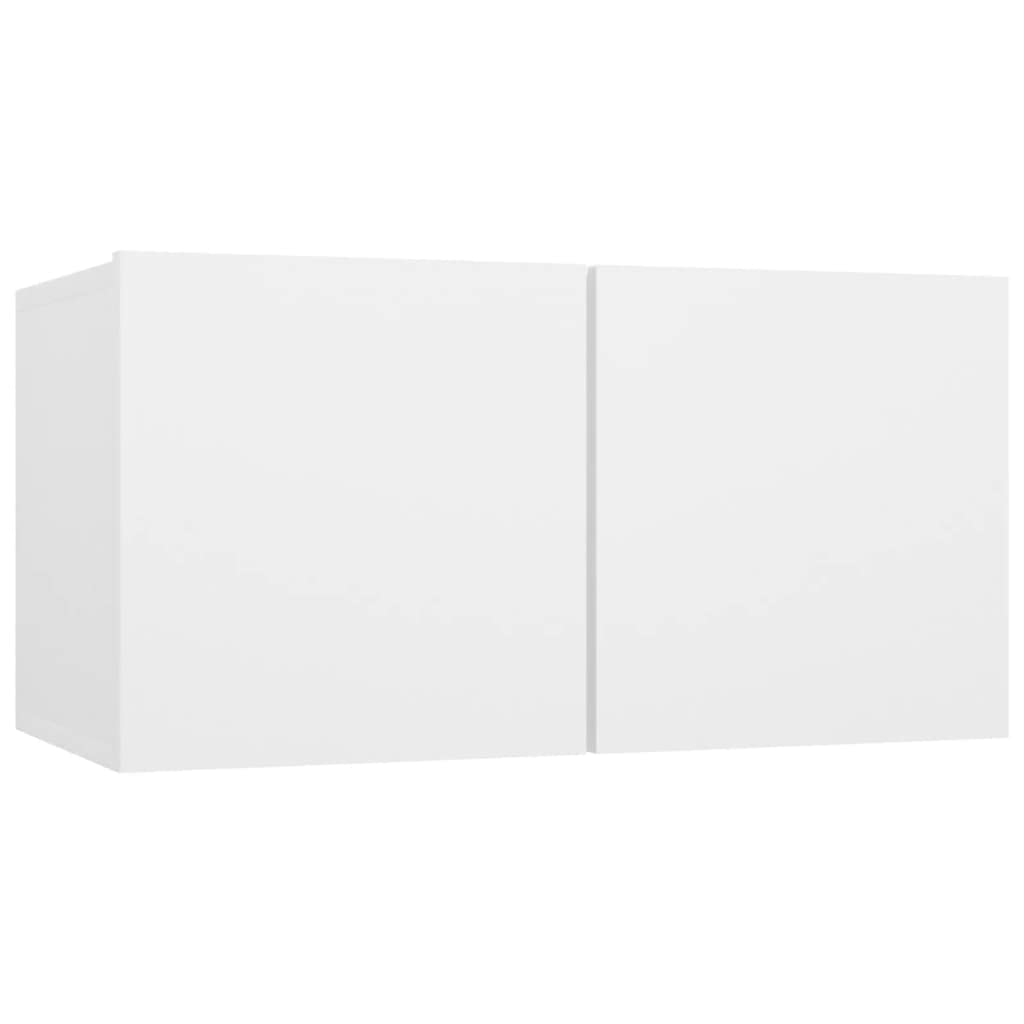 4-TLG. TV-Schrank-Set Weiß Holzwerkstoff, Hängend, Modernes Media-Center für Wohnzimmer, Schlafzimmer, Viel Stauraum, 30x30x60 cm