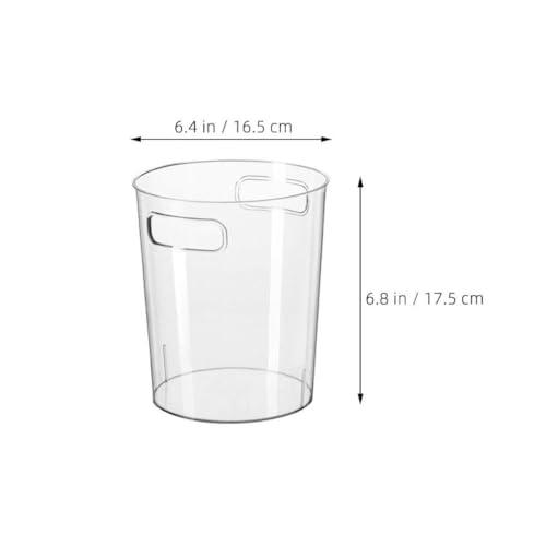 Image of Alipis Home Trash Bin Kitchen Container with Handle - Clear Acrylic Waste Basket for Bathroom, Bedroom, Office, and More