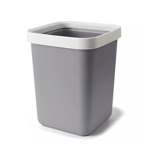 ZYYASHSV Trash Cans Kitchen Trash Can Household Square Toilet Bathroom Simple Lidless Pressure Ring Living Room Dormitory Large Large Capacity Wastebasket Garbage Can for(Gris,S)