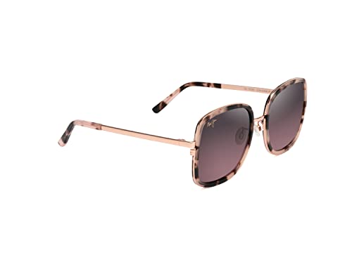 Maui Jim Men's And Women's Pua Polarized Fashion Sunglasses, Pink Tortoise W/Rose Gold/Maui Rose®, Medium #TOP1
