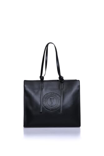  Versace Jeans Couture Borsa Donna, Shopping Large, Ecopelle, Nero, 37x30x11 cm