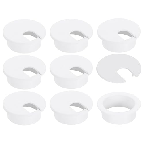 uxcell 8 Pcs 35mm (1.38 Inch) Desk Grommet, Plastic Cable Hole Cover, Wire Cord Cable Organizer for Home Office Computer Desk Cabinet, White