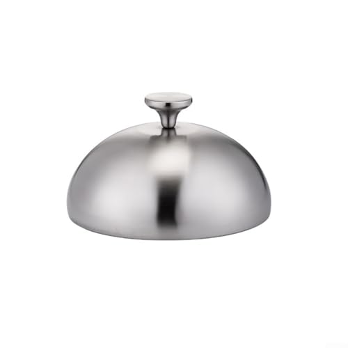 Tapa de cúpula de placa de acero inoxidable para cocinar, servir y proteger los alimentos, adecuada para fiestas, barbacoas y uso diario en interiores y exteriores (14 cm)