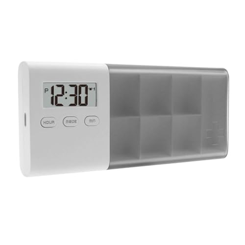 ChuYiElegance 薬箱 タイマーリマインダー機能 ピルケース 携帯型 ピルオーガナイザー 複数仕切り付き 薬入れ 軽量コンパクト 音と光でお知らせ 密閉保管 高齢者の服薬補助や旅行時の携帯に適用, グレー