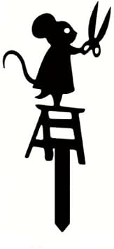 Metal Witch Garden Stake Silhouette Decorative Art Mouse with Scissors Design Sculpture Ornament Fenced Yard Lawn Art Decor Mouse